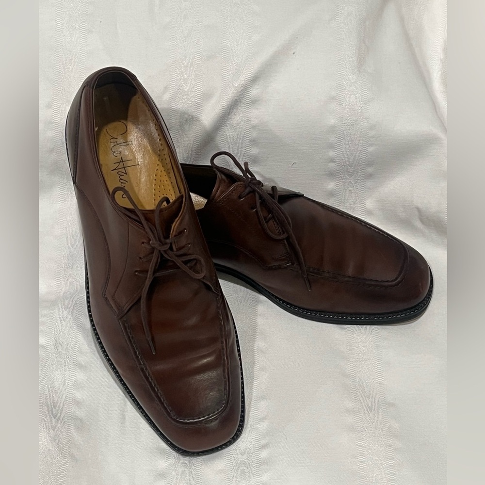 Men's Dark Brown Leather COLE HAAN EATON APRON TOE DERBYLace-Up Shoes, SIZE 9.5M - Picture 4 of 9